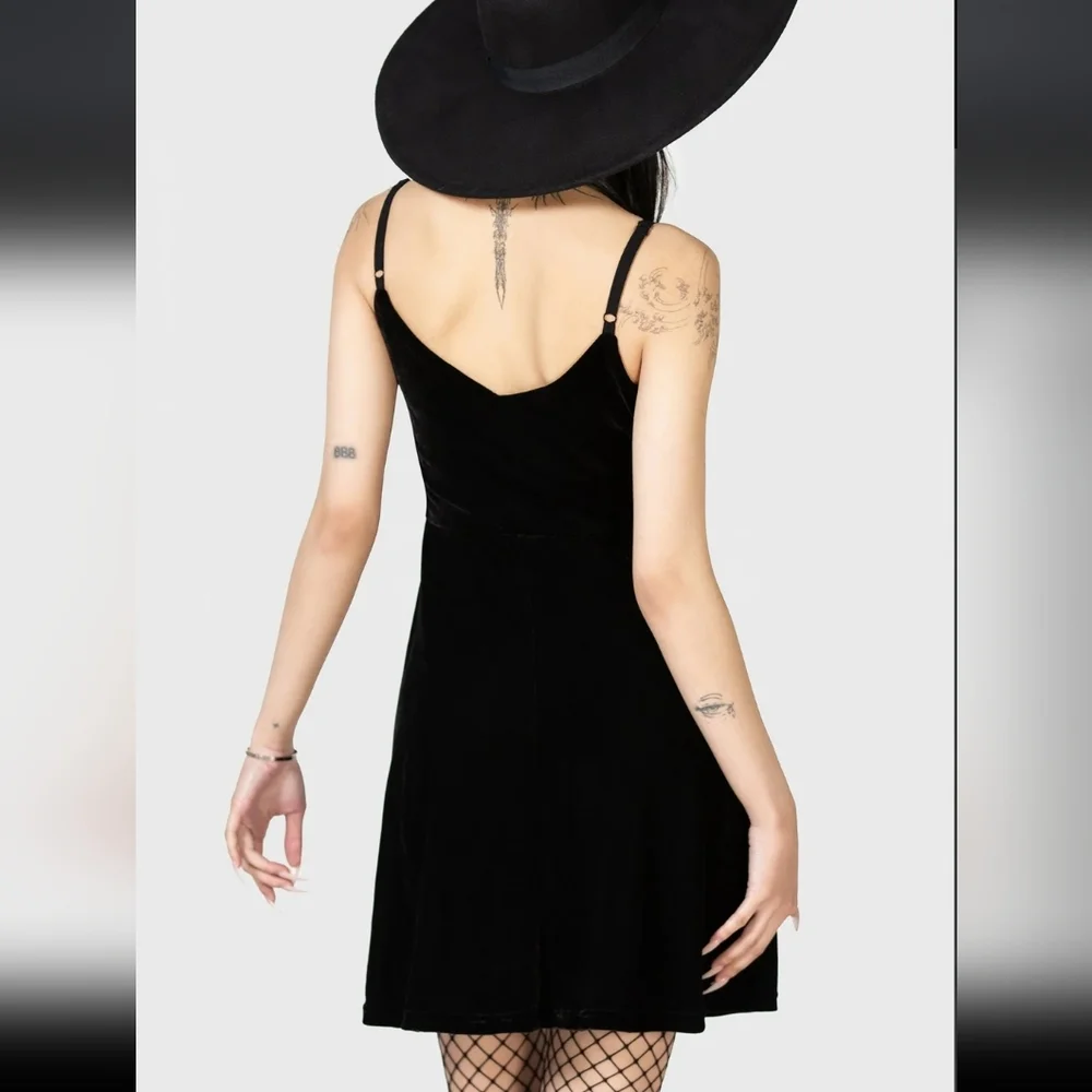 Killstar Black Strapless Dress with Crisscross Detail - Picture 3 of 4